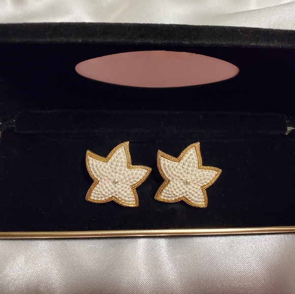 Vintage Earrings Sea Star, Vintage Earrings Clip On, Chunky Earrings - Picture 3 of 7